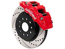 Wilwood AERO6-DM Front Big Brake Kit with 13.38-Inch Drilled and Slotted Rotors; Red Calipers (18-25 Jeep Wrangler JL)