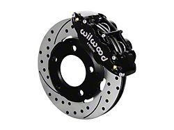 Wilwood Forged Narrow Superlite 4R Front Big Brake Kit with 12.19-Inch Drilled and Slotted Rotors; Black Calipers (82-86 Jeep CJ5 & CJ7)