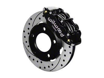 Wilwood Forged Narrow Superlite 4R Front Big Brake Kit with 12.19-Inch Drilled and Slotted Rotors; Black Calipers (82-86 Jeep CJ5 & CJ7)