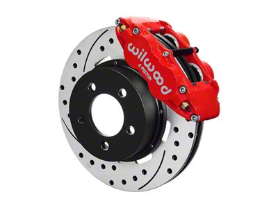 Wilwood Forged Narrow Superlite 4R Front Big Brake Kit with 12.19-Inch Drilled and Slotted Rotors; Red Calipers (87-89 Jeep Wrangler YJ)