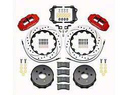 Wilwood Superlite 4R Rear Big Brake Kit with 14-Inch Drilled and Slotted Rotors; Red Calipers (07-18 Jeep Wrangler JK)