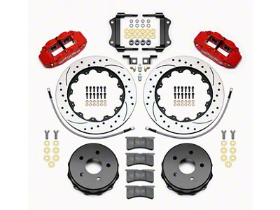Wilwood Superlite 4R Rear Big Brake Kit with 14-Inch Drilled and Slotted Rotors; Red Calipers (07-18 Jeep Wrangler JK)