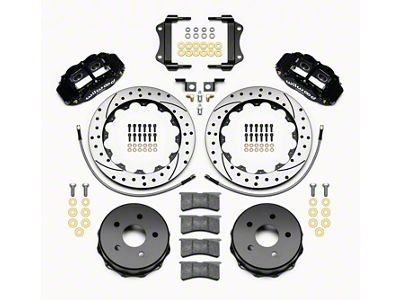 Wilwood Superlite 4R Rear Big Brake Kit with 12.88-Inch Drilled and Slotted Rotors; Black Calipers (07-18 Jeep Wrangler JK)