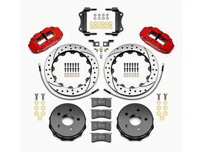 Wilwood Superlite 4R Rear Big Brake Kit with 12.88-Inch Drilled and Slotted Rotors; Red Calipers (07-18 Jeep Wrangler JK)