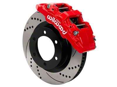 Wilwood AERO6-DM Front Big Brake Kit with 13.56-Inch Drilled and Slotted Rotors; Red Calipers (22-25 Tundra)