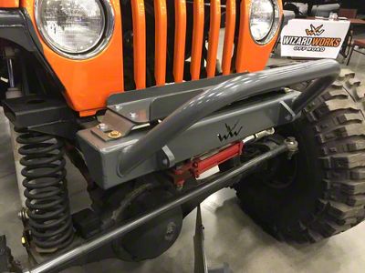 Wizard Works Offroad Stubby Front Bumper with Bull Bar; Bare Steel (87-95 Jeep Wrangler YJ)