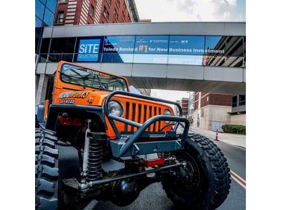 Wizard Works Offroad Stubby Front Bumper with Grille Hoop; Bare Steel (87-95 Jeep Wrangler YJ)