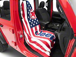 Towel2Go Seat Cover with Jeep Logo and American Flag (Universal; Some Adaptation May Be Required)