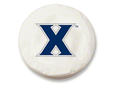 Xavier University Spare Tire Cover; White (66-18 Jeep CJ5, CJ7, Wrangler YJ, TJ & JK)