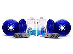 Xbrakes Xi Series 6-Lug Brake Rotor and Pad Kit; Front and Rear; Blue (10-24 4Runner)