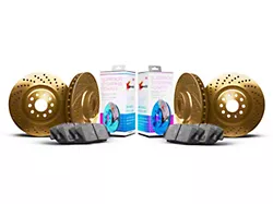 Xbrakes Xi Series 6-Lug Brake Rotor and Pad Kit; Front and Rear; Gold (10-24 4Runner)