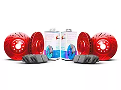 Xbrakes Xi Series 6-Lug Brake Rotor and Pad Kit; Front and Rear; Red (10-24 4Runner)