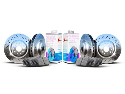 Xbrakes Xi Series Brake Rotor and Pad Kit; Front and Rear; Chrome (14-23 Jeep Cherokee KL w/ Single Piston Front Calipers)