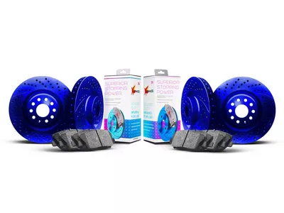 Xbrakes Xi Series Brake Rotor and Pad Kit; Front and Rear; Blue (22-25 Jeep Grand Cherokee WL w/ Solid Rear Rotors)