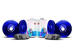 Xbrakes Xi Series Brake Rotor and Pad Kit; Front and Rear; Blue (99-02 Jeep Grand Cherokee WJ w/ Akebono Calipers; 03-04 Jeep Grand Cherokee WJ)