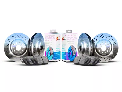 Xbrakes Xi Series Brake Rotor and Pad Kit; Front and Rear; Chrome (22-25 Jeep Grand Cherokee WL w/ Solid Rear Rotors)