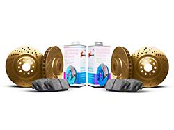 Xbrakes Xi Series Brake Rotor and Pad Kit; Front and Rear; Gold (99-02 Jeep Grand Cherokee WJ w/ Akebono Calipers; 03-04 Jeep Grand Cherokee WJ)