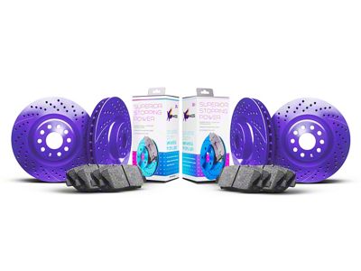 Xbrakes Xi Series Brake Rotor and Pad Kit; Front and Rear; Purple (22-25 Jeep Grand Cherokee WL w/ Solid Rear Rotors)