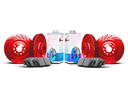 Xbrakes Xi Series Brake Rotor and Pad Kit; Front and Rear; Red (99-02 Jeep Grand Cherokee WJ w/ Akebono Calipers; 03-04 Jeep Grand Cherokee WJ)