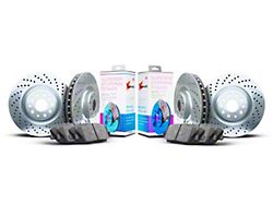 Xbrakes Xi Series Brake Rotor and Pad Kit; Front and Rear; Silver (99-02 Jeep Grand Cherokee WJ w/ Teves Calipers)