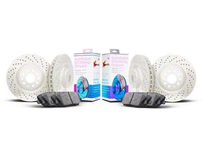 Xbrakes Xi Series Brake Rotor and Pad Kit; Front and Rear; White (22-25 Jeep Grand Cherokee WL w/ Solid Rear Rotors)