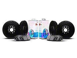 Xbrakes Xi Series Brake Rotor and Pad Kit; Front and Rear; Black (21-25 Jeep Wrangler JL w/ 350mm Vented Rear Rotors)