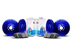 Xbrakes Xi Series Brake Rotor and Pad Kit; Front and Rear; Blue (03-06 Jeep Wrangler TJ w/ Rear Disc Brakes)