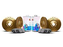 Xbrakes Xi Series Brake Rotor and Pad Kit; Front and Rear; Gold (21-25 Jeep Wrangler JL w/ 350mm Vented Rear Rotors)