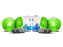 Xbrakes Xi Series Brake Rotor and Pad Kit; Front and Rear; Green (18-25 Jeep Wrangler JL w/ 328mm Solid Rear Rotors)