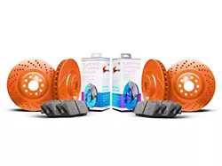 Xbrakes Xi Series Brake Rotor and Pad Kit; Front and Rear; Orange (07-18 Jeep Wrangler JK)