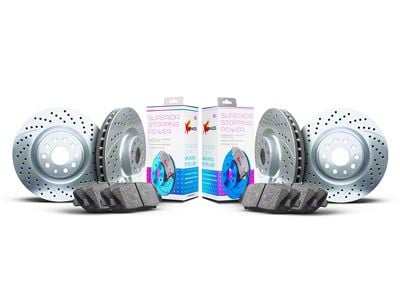 Xbrakes Xi Series Brake Rotor and Pad Kit; Front and Rear; Silver (07-18 Jeep Wrangler JK)
