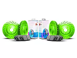 Xbrakes Xi Series 6-Lug Brake Rotor and Pad Kit; Front and Rear; Green (17-24 Titan)