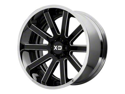 XD Heist Gloss Black Milled with Center Chrome Lip 6-Lug Wheel; 20x10; -18mm Offset (03-09 4Runner)