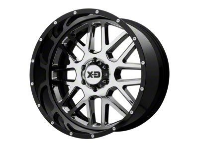 XD Grenade Chrome Center with Gloss Black Milled Lip 6-Lug Wheel; 20x12; -44mm Offset (24-25 Tacoma)