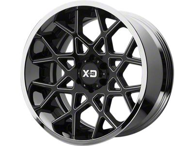 XD Chopstix Gloss Black Milled Center with Chrome Lip Wheel; 20x10; -18mm Offset (20-25 Jeep Gladiator JT)