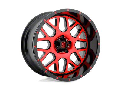 XD Grenade Satin Black Machined Face with Red Tinted Clear Coat Wheel; 20x10; -24mm Offset (20-25 Jeep Gladiator JT)