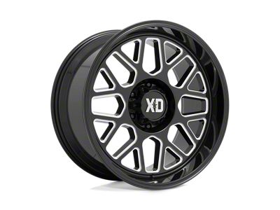 XD Grenade 2 Gloss Black Milled Wheel; 22x10; -18mm Offset (22-25 Jeep Grand Cherokee WL)
