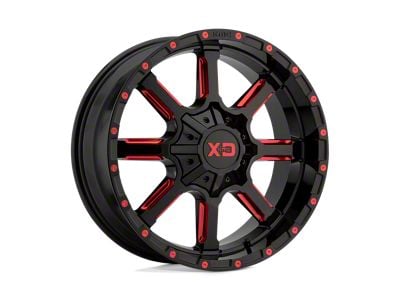 XD Mammoth Gloss Black Milled with Red Tint Wheel; 20x10; -18mm Offset (22-25 Jeep Grand Cherokee WL)