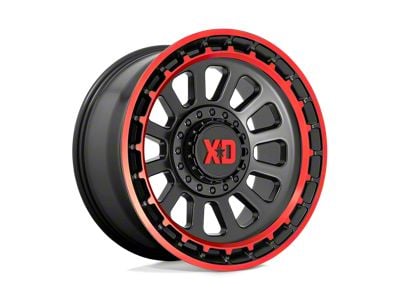 XD Omega Satin Black Machined Lip with Red Tint Wheel; 17x9; -12mm Offset (99-04 Jeep Grand Cherokee WJ)