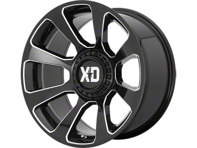 XD Reactor Gloss Black Milled Wheel; 20x9; 0mm Offset (05-10 Jeep Grand Cherokee WK)