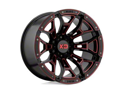 XD Boneyard Gloss Black Milled with Red Tint Wheel; 20x10; -18mm Offset (11-21 Jeep Grand Cherokee WK2)