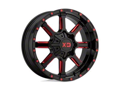XD Mammoth Gloss Black Milled with Red Tint Wheel; 20x10; -18mm Offset (11-21 Jeep Grand Cherokee WK2)