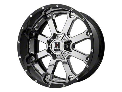 XD Buck 25 Chrome Center with Gloss Black Milled Lip Wheel; 20x10; -18mm Offset (18-25 Jeep Wrangler JL)