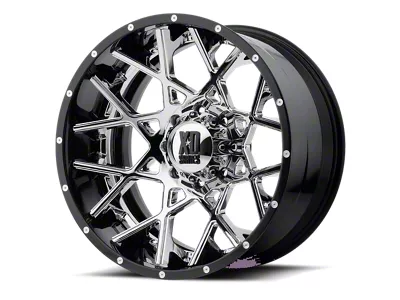 XD Chopstix Chrome Center with Gloss Black Milled Lip Wheel; 20x12; -44mm Offset (18-25 Jeep Wrangler JL)