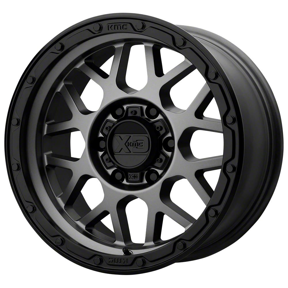 XD Jeep Wrangler Grenade OR Matte Gray with Matte Black Lip Wheel; 20x9 ...