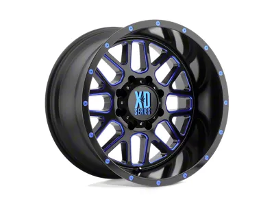 XD Grenade Satin Black Milled with Blue Clear Coat Wheel; 18x9; -12mm Offset (18-25 Jeep Wrangler JL)