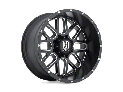 XD Grenade Satin Black Milled Wheel; 22x10; -24mm Offset (18-25 Jeep Wrangler JL)