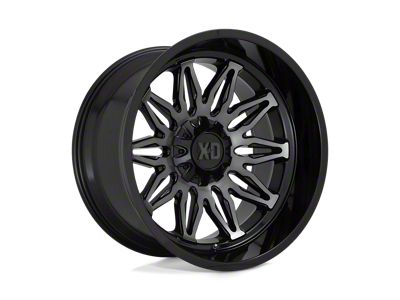 XD Gunner Gloss Black Machined with Gray Tint Wheel; 20x10; -18mm Offset (18-25 Jeep Wrangler JL)