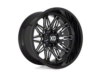 XD Gunner Gloss Black Milled Wheel; 22x10; -18mm Offset (18-25 Jeep Wrangler JL)