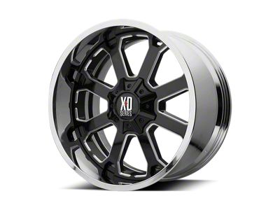 XD Buck 25 Gloss Black Milled Center with Chrome Lip Wheel; 20x12; -44mm Offset (07-18 Jeep Wrangler JK)